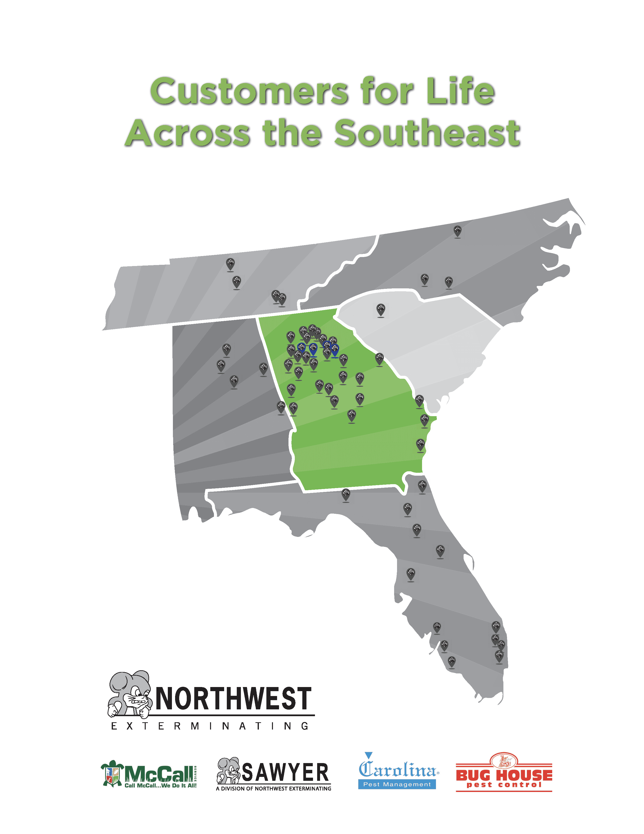Northwest Exterminating Locations Map